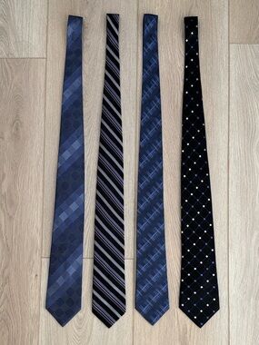 Men’s Silk Necktie Bundle DKNY Kenneth Cole Alfani Van Heusen Blue Gray Black